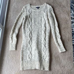 American Eagle Outfitters Sweater Dress, Size: Extra Small, Color: Cream & Gray